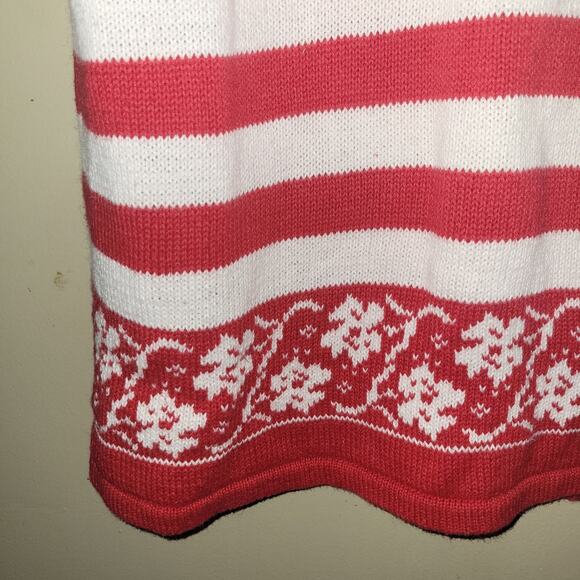 C.S.T. Studio Red White Striped Knit Sweater Top Women’s 1X Floral Trim... - Picture 4 of 9